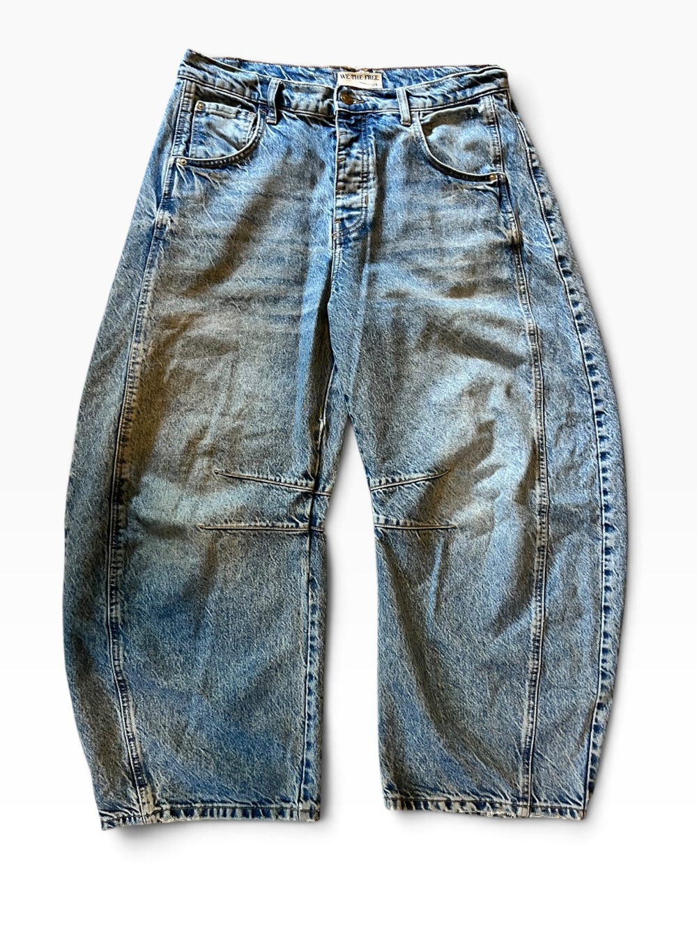 We The Free - Free People Barrel Jeans Relaxed Blue Washed Denim Jeans